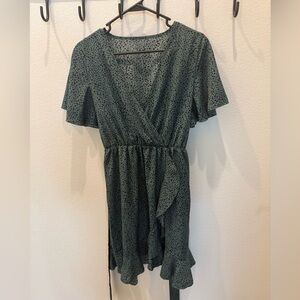 Green Polka Dot Wrap Dress